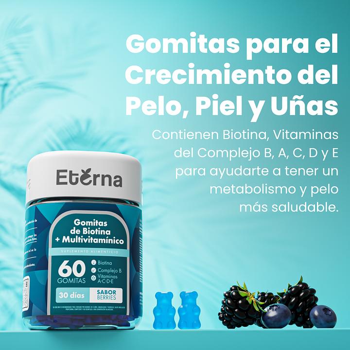 Biotina y Multivitaminico Gummies - – Suplemento Vegano para Cabello, Piel y Uñas