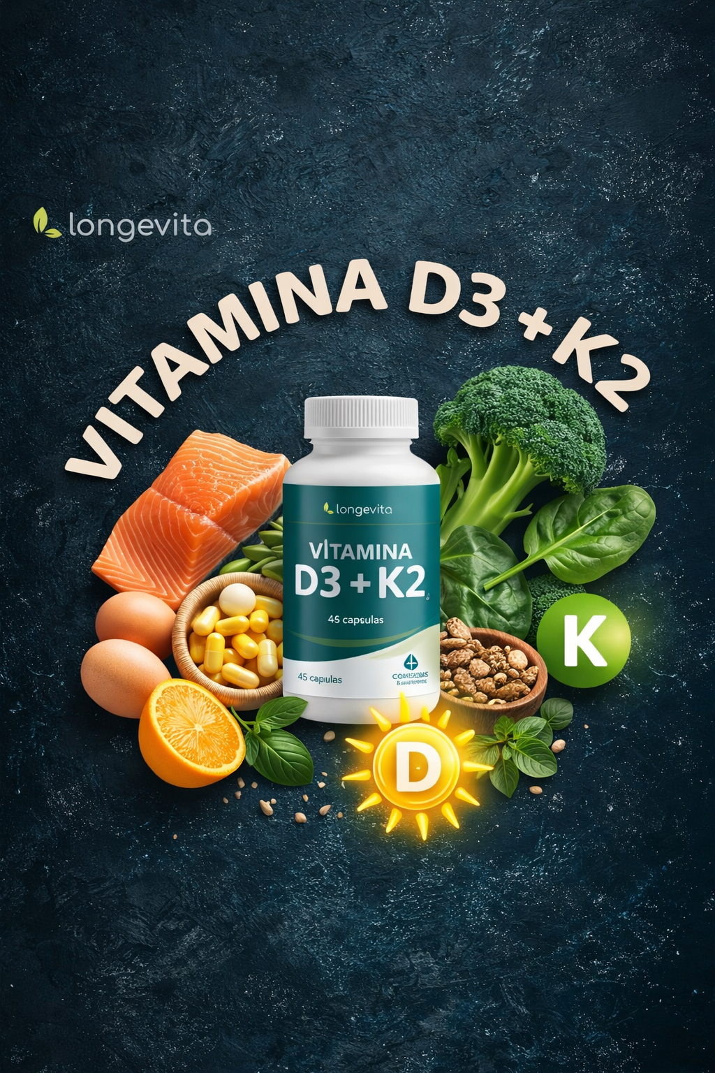 Vitamina D3 + K2 Longevita – beneficios para huesos, sistema inmune y salud cardiovascular