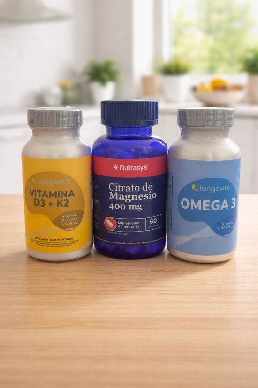 Pack Longevidad Esencial | (D3+K2, Omega 3, Magnesio) - Longevita